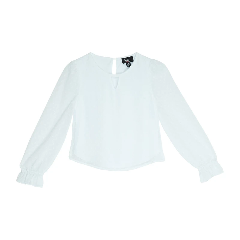 Byer California Little & Big Kid Girls Keyhole Neck Long Sleeve Blouse