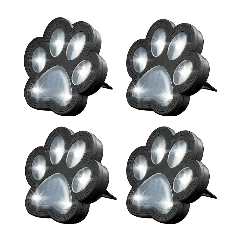 Bell + Howell Solar Powered Paw Print Disk Lights - 4 Pack