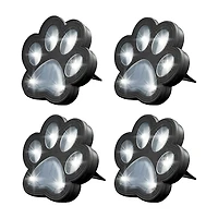 Bell + Howell Solar Powered Paw Print Disk Lights - 4 Pack
