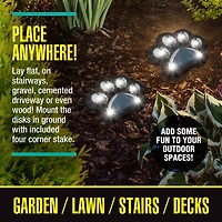 Bell + Howell Solar Powered Paw Print Disk Lights - 4 Pack