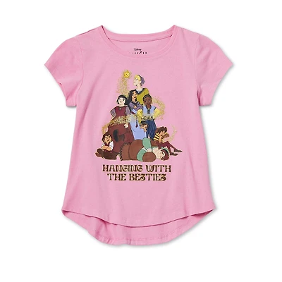 Disney Collection Little & Big Kid Girls Crew Neck Short Sleeve Regular Fit Wish Graphic T-Shirt