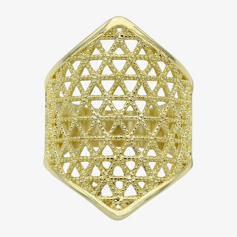 Sparkle Allure Woven Shield Womens 14K Gold Over Brass Cocktail Ring