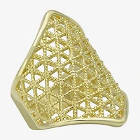Sparkle Allure Woven Shield Womens 14K Gold Over Brass Cocktail Ring