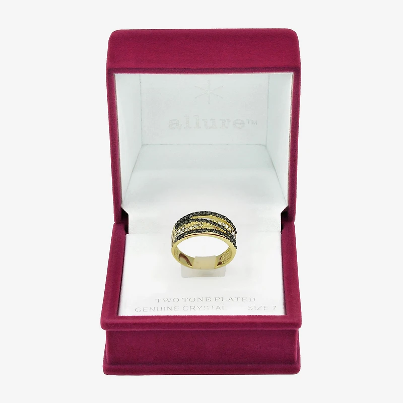 Sparkle Allure Womens 4MM Black Crystal 14K Gold Over Brass Crossover Band