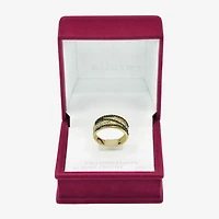 Sparkle Allure Womens 4MM Black Crystal 14K Gold Over Brass Crossover Band