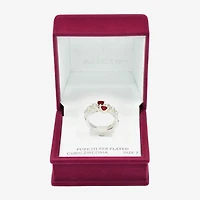 Sparkle Allure Womens Red Crystal Pure Silver Over Brass Heart Ring Set