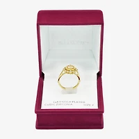 Sparkle Allure Double Halo Womens Champagne Cubic Zirconia 14K Gold Over Brass Round Cocktail Ring