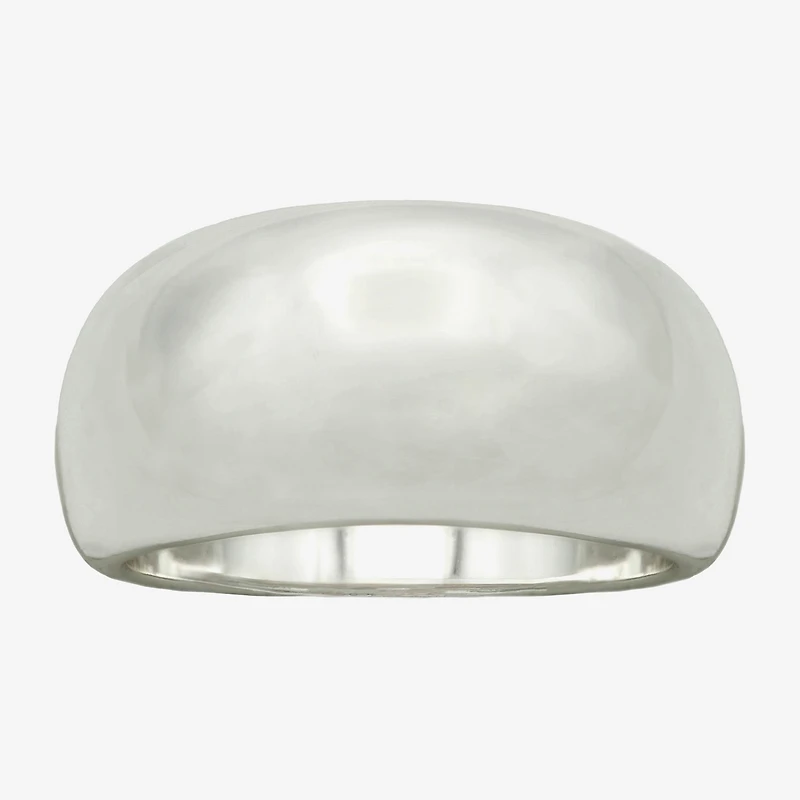 Sparkle Allure Polished Dome Womens 4MM Pure Silver Over Brass Band