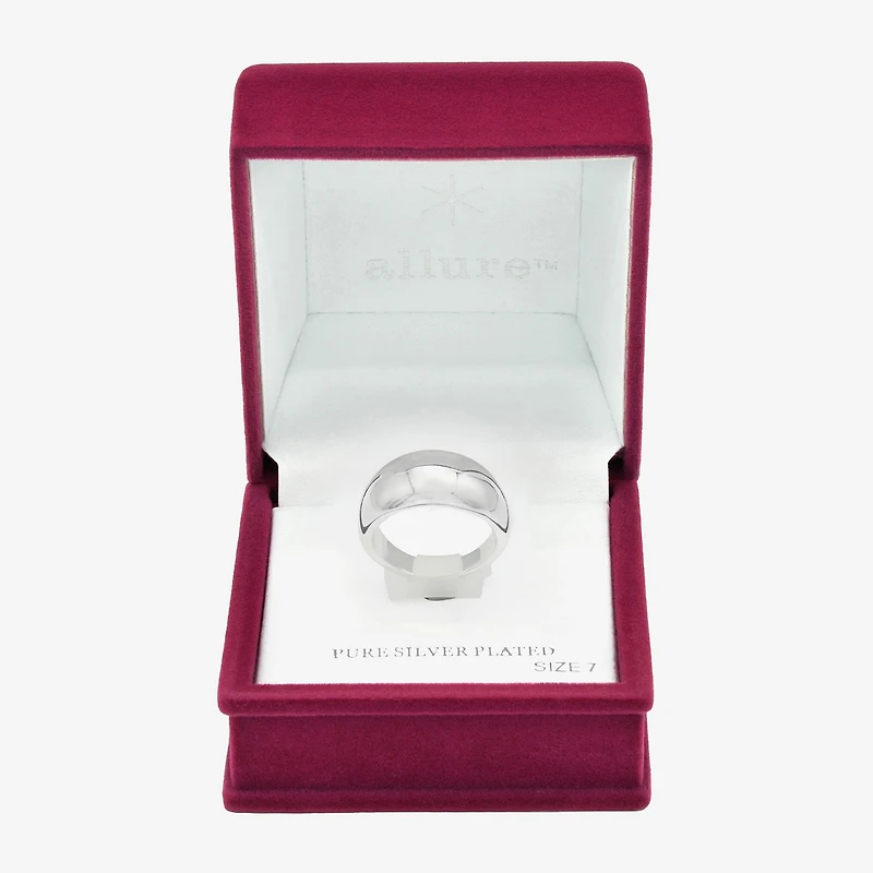 Sparkle Allure Polished Dome Womens 4MM Pure Silver Over Brass Band