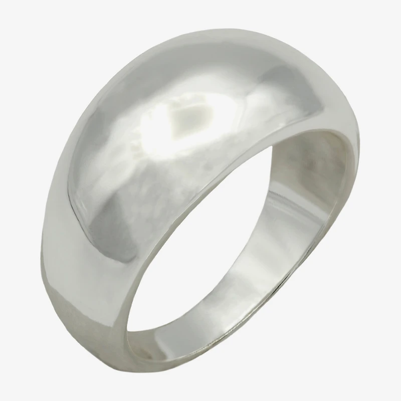 Sparkle Allure Polished Dome Womens 4MM Pure Silver Over Brass Band