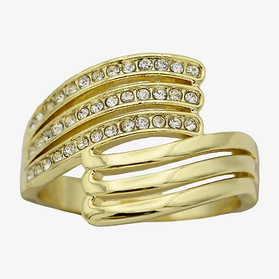 Sparkle Allure Wavy Wrap Womens 3MM Crystal 14K Gold Over Brass Bypass  Band