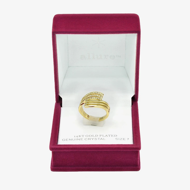 Sparkle Allure Wavy Wrap Womens 3MM Crystal 14K Gold Over Brass Bypass Band