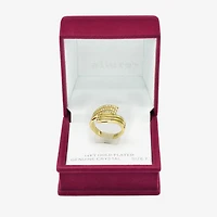 Sparkle Allure Wavy Wrap Womens 3MM Crystal 14K Gold Over Brass Bypass  Band