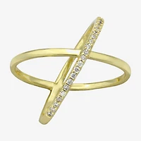 Sparkle Allure Open X Womens 3MM Cubic Zirconia 14K Gold Over Brass Crossover Band