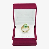 Sparkle Allure Split Shank Womens Green Crystal 14K Gold Over Brass Cocktail Ring
