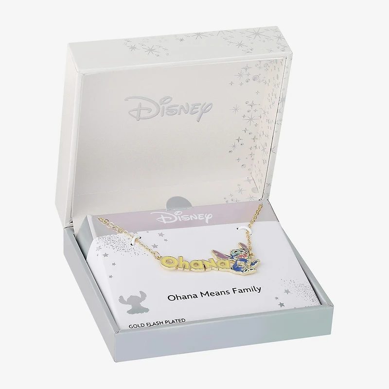 Disney Classics Ohana Womens 18K Gold Over Brass 16 Inch Pendant Necklace