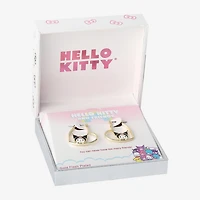 Womens Crystal 18K Gold Over Brass 26mm Heart Hello Kitty Kuromi Hoop Earrings