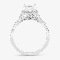 (I / Si2) Womens 1 1/2 CT. T.W. Lab Grown White Diamond 10K Gold Side Stone Engagement Ring