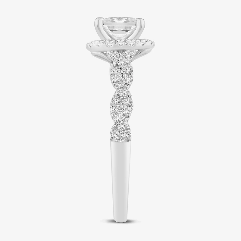 (I / Si2) Womens 1 1/2 CT. T.W. Lab Grown White Diamond 10K Gold Side Stone Engagement Ring