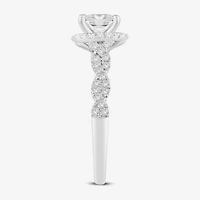 (I / Si2) Womens 1 1/2 CT. T.W. Lab Grown White Diamond 10K Gold Side Stone Engagement Ring
