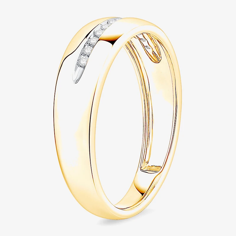 (I / Si1) 3PC Trio Set Featuring 3/8 CT. T.W. Lab Grown White Diamond 10K Two Tone Gold Round Side Stone Wedding Bridal Set