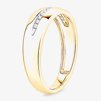 (I / Si1) 3PC Trio Set Featuring 3/8 CT. T.W. Lab Grown White Diamond 10K Two Tone Gold Round Side Stone Wedding Bridal Set