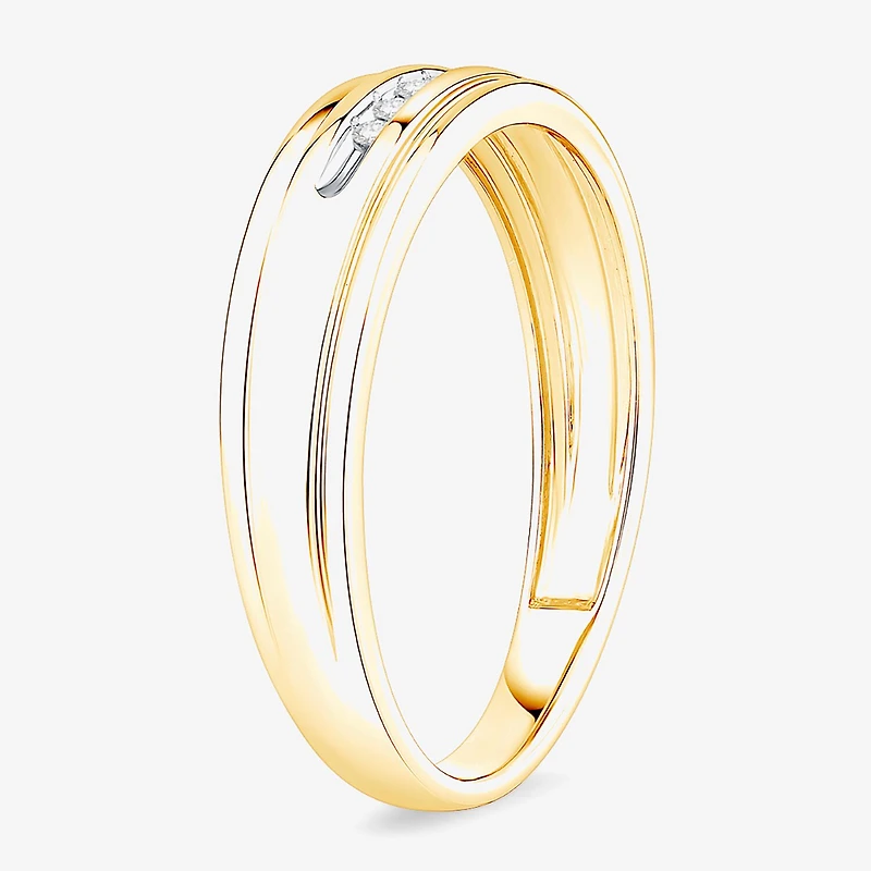 (I / Si1) 3PC Trio Set Featuring 1/2 CT. T.W. Lab Grown White Diamond 10K Two Tone Gold Side Stone Wedding Bridal Set
