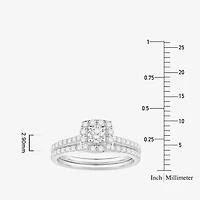 (I / Si1) 3PC Trio Set Featuring 1 CT. T.W. Lab Grown White Diamond 10K White Gold Round Side Stone Wedding Bridal Set