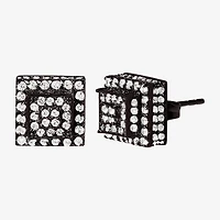 Cubic Zirconia Stainless Steel 7.6mm Square Stud Earrings