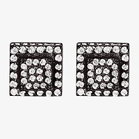 Cubic Zirconia Stainless Steel 7.6mm Square Stud Earrings