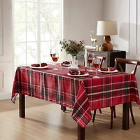 Threadmade Pocono Plaid Holiday Fabric Tablecloth