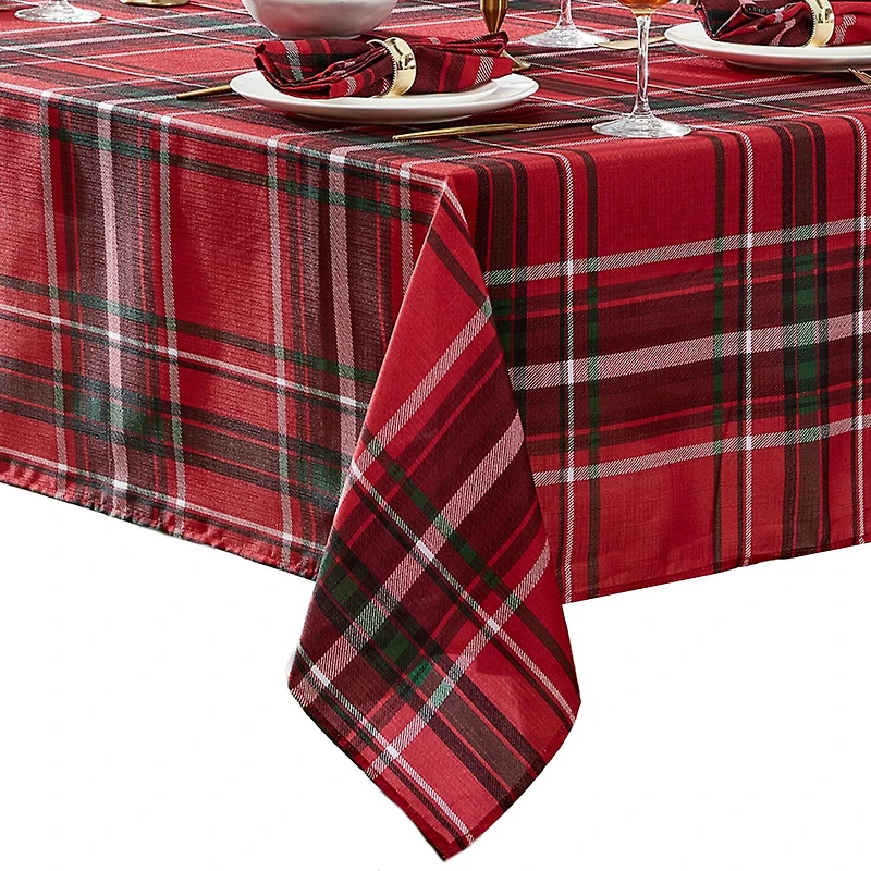 Threadmade Pocono Plaid Holiday Fabric Tablecloth