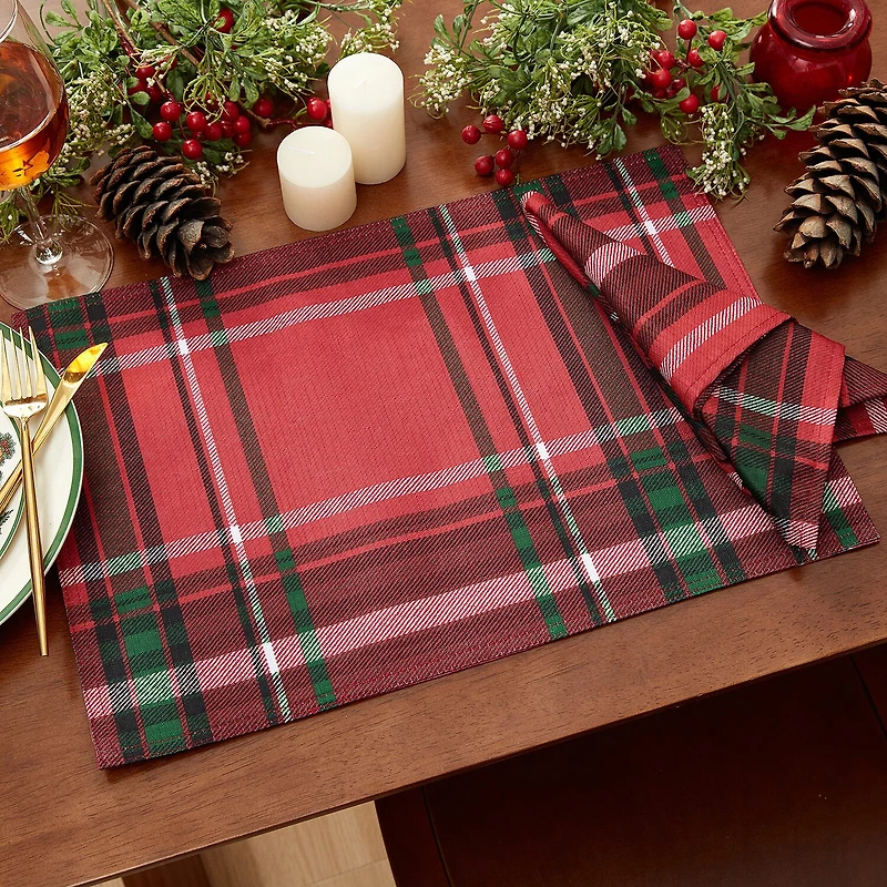 Threadmade Pocono Plaid Holiday Fabric 4-pc. Napkins