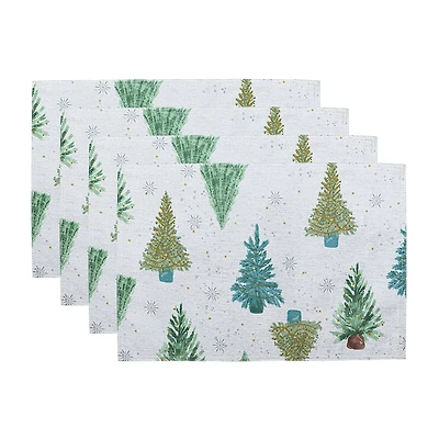 Threadmade Lucina Twinkle Trees Holiday Lurex Fabric 4-pc. Placemat