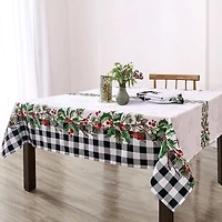 Elrene Home Fashions Holly Farmhouse Charm Holiday Fabric Tablecloth