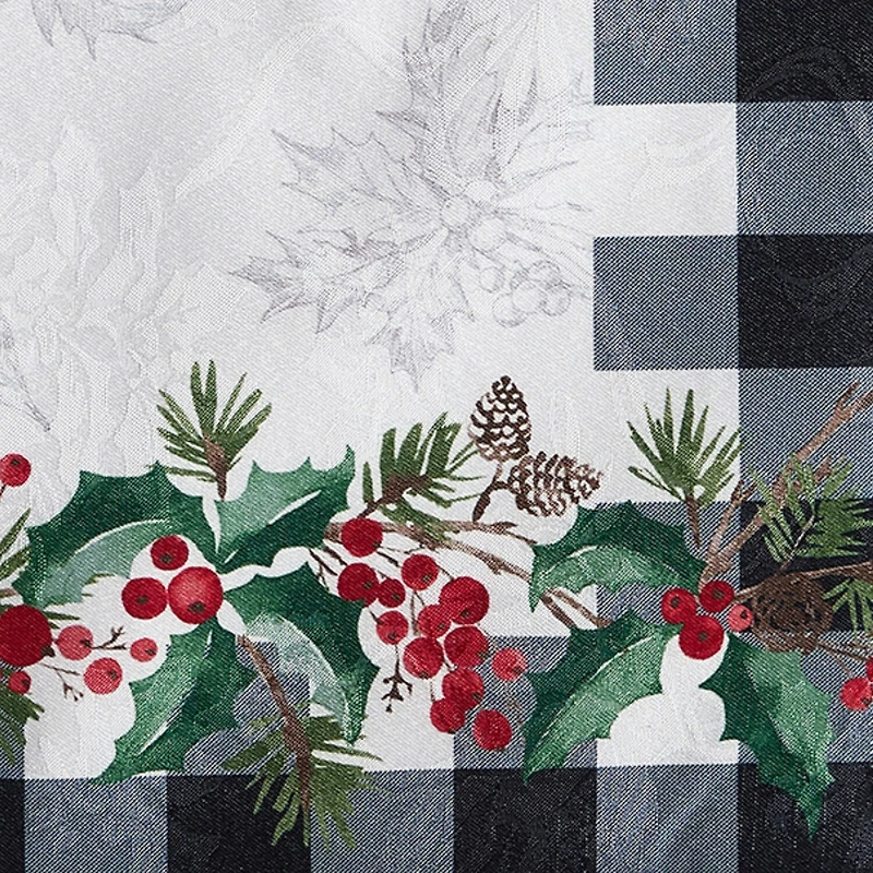 Elrene Home Fashions Holly Farmhouse Charm Holiday Fabric Tablecloth
