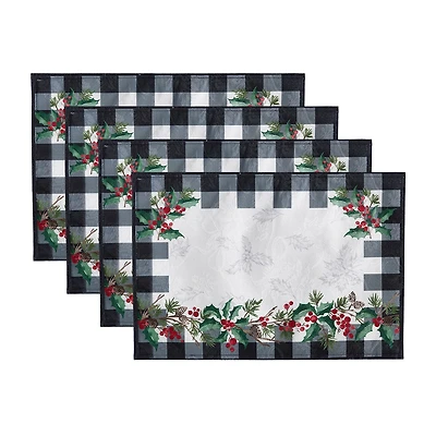 Elrene Home Fashions Holly Farmhouse Charm Holiday Fabric 4-pc. Placemat