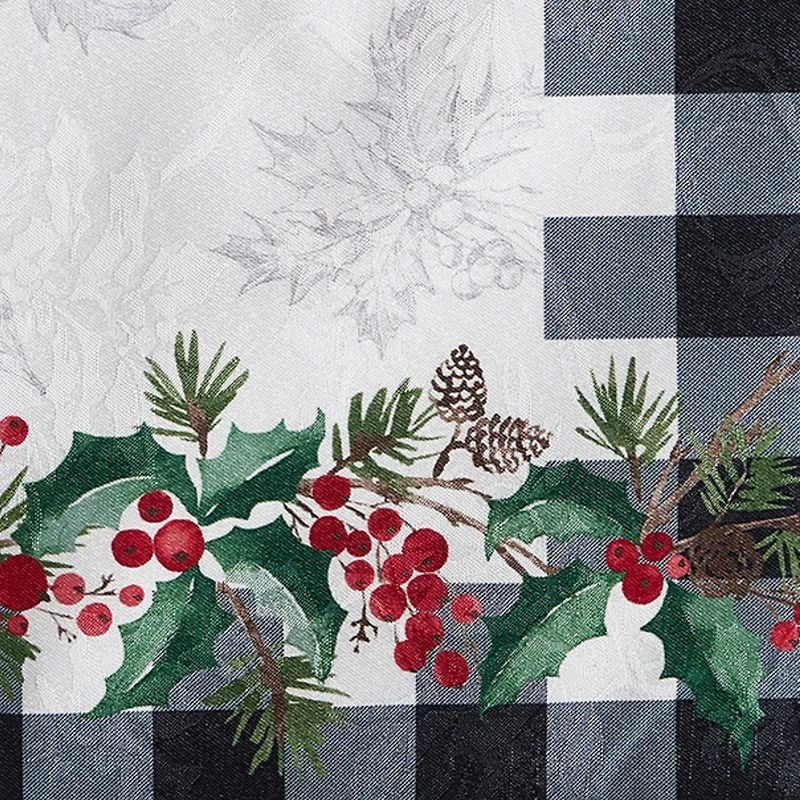 Elrene Home Fashions Holly Farmhouse Charm Holiday Fabric Table Runner