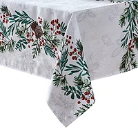 Elrene Home Fashions Holly Berry Flourish Holiday Fabric Tablecloth