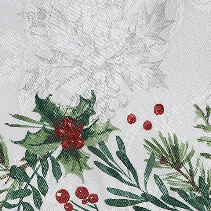 Elrene Home Fashions Holly Berry Flourish Holiday Fabric Tablecloth