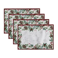 Threadmade Holly Berry Flourish Holiday Fabric 4-pc. Placemat