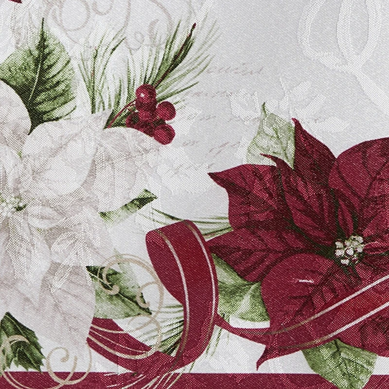 Threadmade Clarette Poinsettia Holiday Fabric Tablecloth