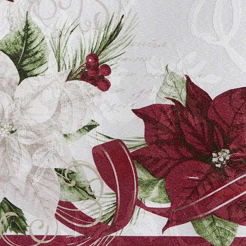 Threadmade Clarette Poinsettia Holiday Round Tablecloth