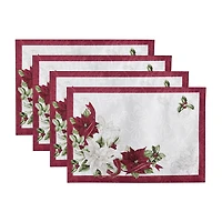 Threadmade Clarette Poinsettia Holiday Fabric 4-pc. Placemat