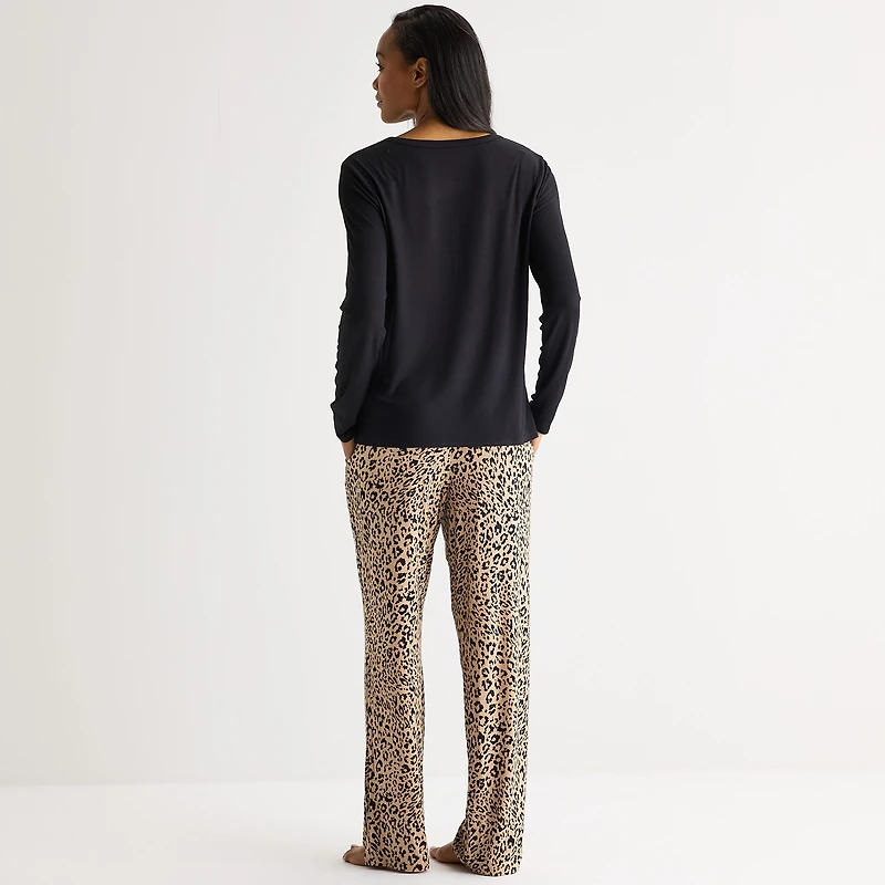 Liz Claiborne Cool and Calm Womens Long Sleeve 2-pc. Pajama Set