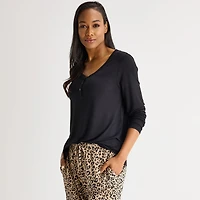 Liz Claiborne Cool and Calm Womens Long Sleeve 2-pc. Pajama Set