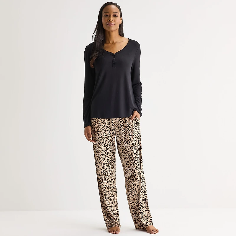 Liz Claiborne Cool and Calm Womens Long Sleeve 2-pc. Pajama Set