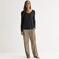 Liz Claiborne Cool and Calm Womens Long Sleeve 2-pc. Pajama Set