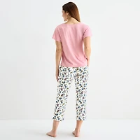 Liz Claiborne Womens V-Neck Short Sleeve 2-pc. Pajama Sets