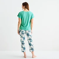 Liz Claiborne Womens V-Neck Short Sleeve 2-pc. Pajama Sets